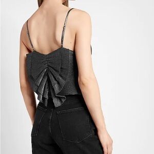 Women’s Express Metallic Pleated Bow Back Cropped Cami gray size small NWT